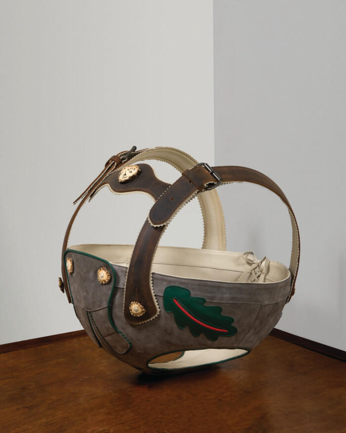 Fisk-Lederhosenball-2019-leather-suede-stag-horn-steel-28-x-18-x-18-in.-71.1-x-45.7-x-45.7-cm-CNON-62.062-CMYK_Photo-Adam-Pape-700×876